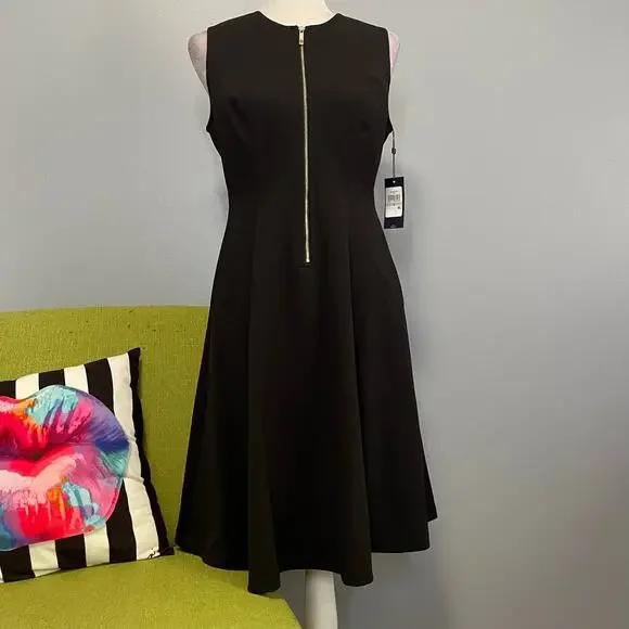 Tommy Hilfiger | Dresses | Tommy Hilfiger Black Zipper Front Fit And Flare  Dress New 6 Cocktail Work | Poshmark